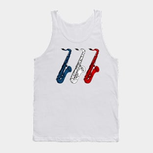 Saxophone French Flag Saxophonist Sax Player France Tank Top